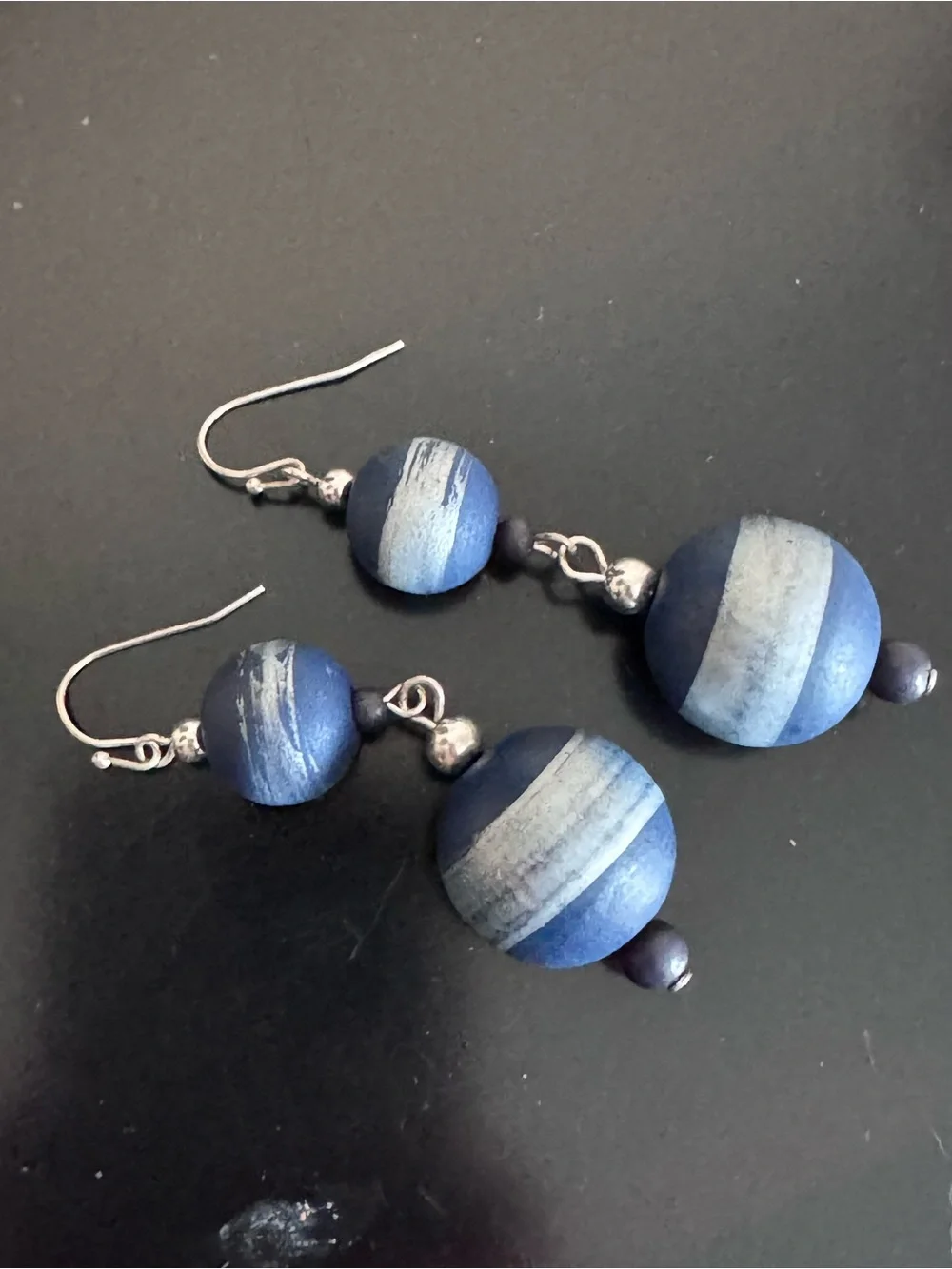 Blue Beaded Necklace and Earrings Set
